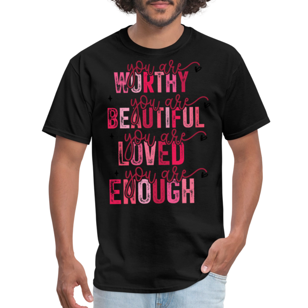 Self-Love Graphic Tee You Are Enough Motivational T-shirt - black