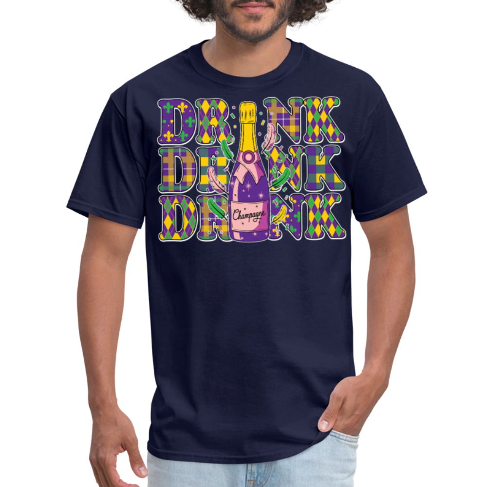 Carnival Party Wear Funny Mardi Gras Champagne Party T-shirt - navy