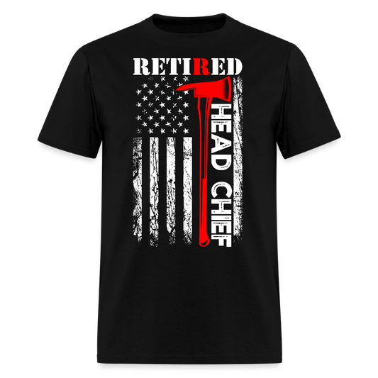Retired Head Chief Thin Red Line Firefighter T-Shirt - black