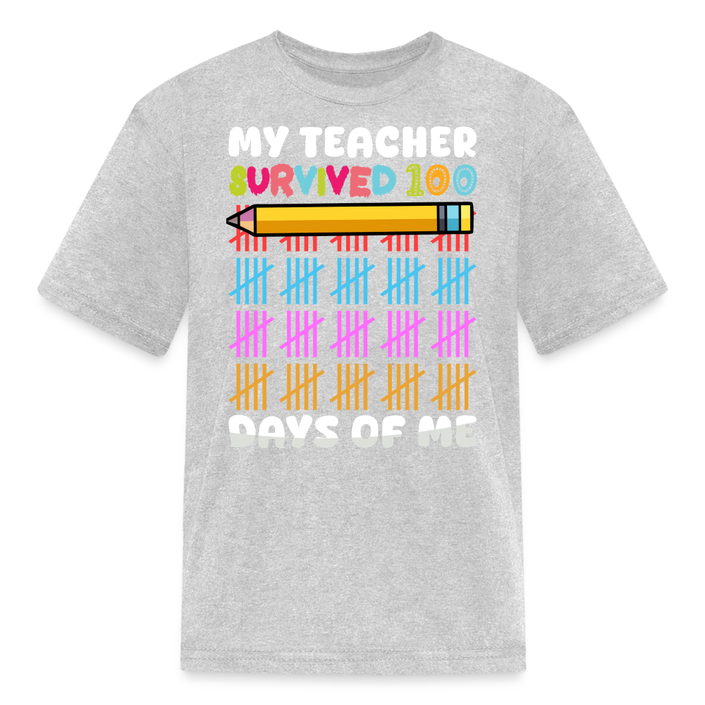 Teacher Survived 100 Days Of School Cute Kids Milestone T-shirt - heather gray