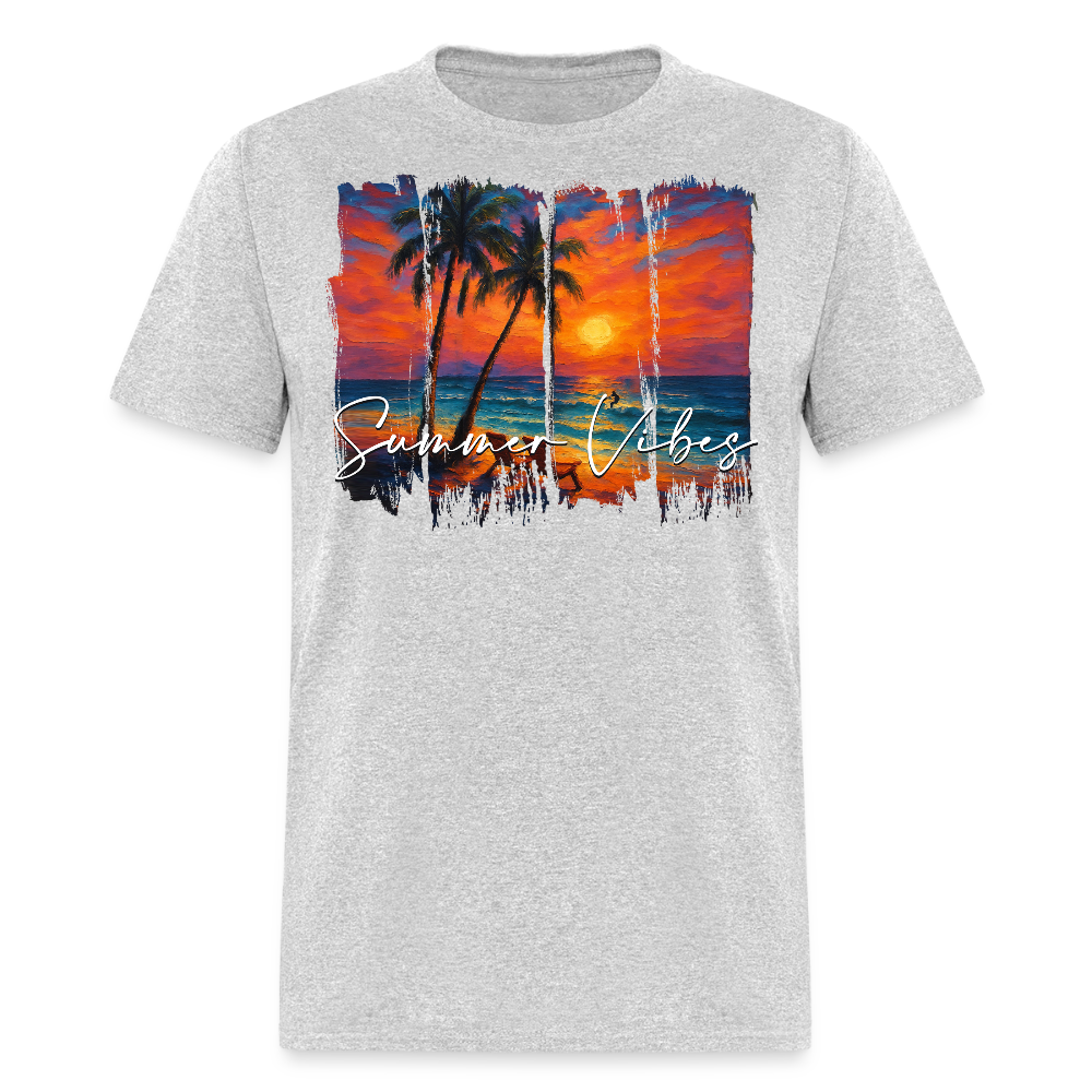 Tropical Palm Tree Sunset Beach Summer Vibes T-shirt - heather gray