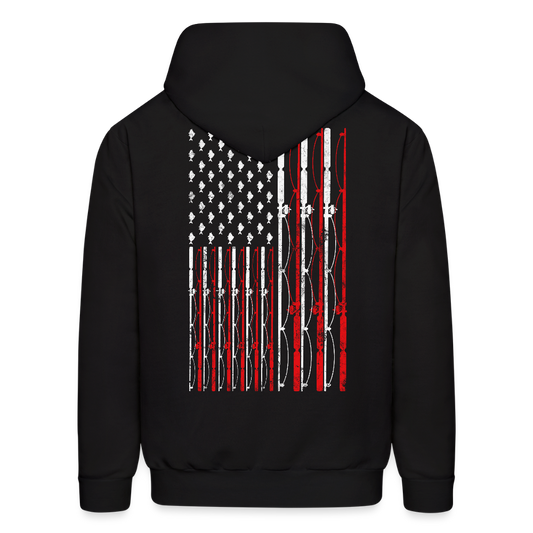 American Flag Fisherman Patriotic Fishing Hoodie - black