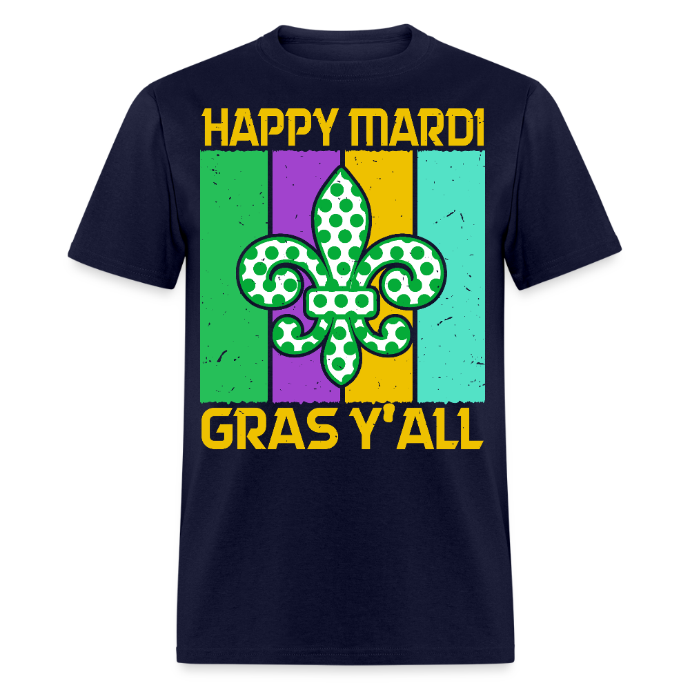 New Orleans Festival Tee Southern-style Mardi Gras Y’all T-shirt - navy