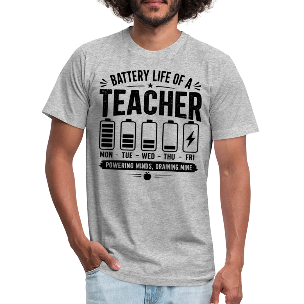Battery Life of a Teacher T-Shirt | Funny Teacher Gift - heather gray