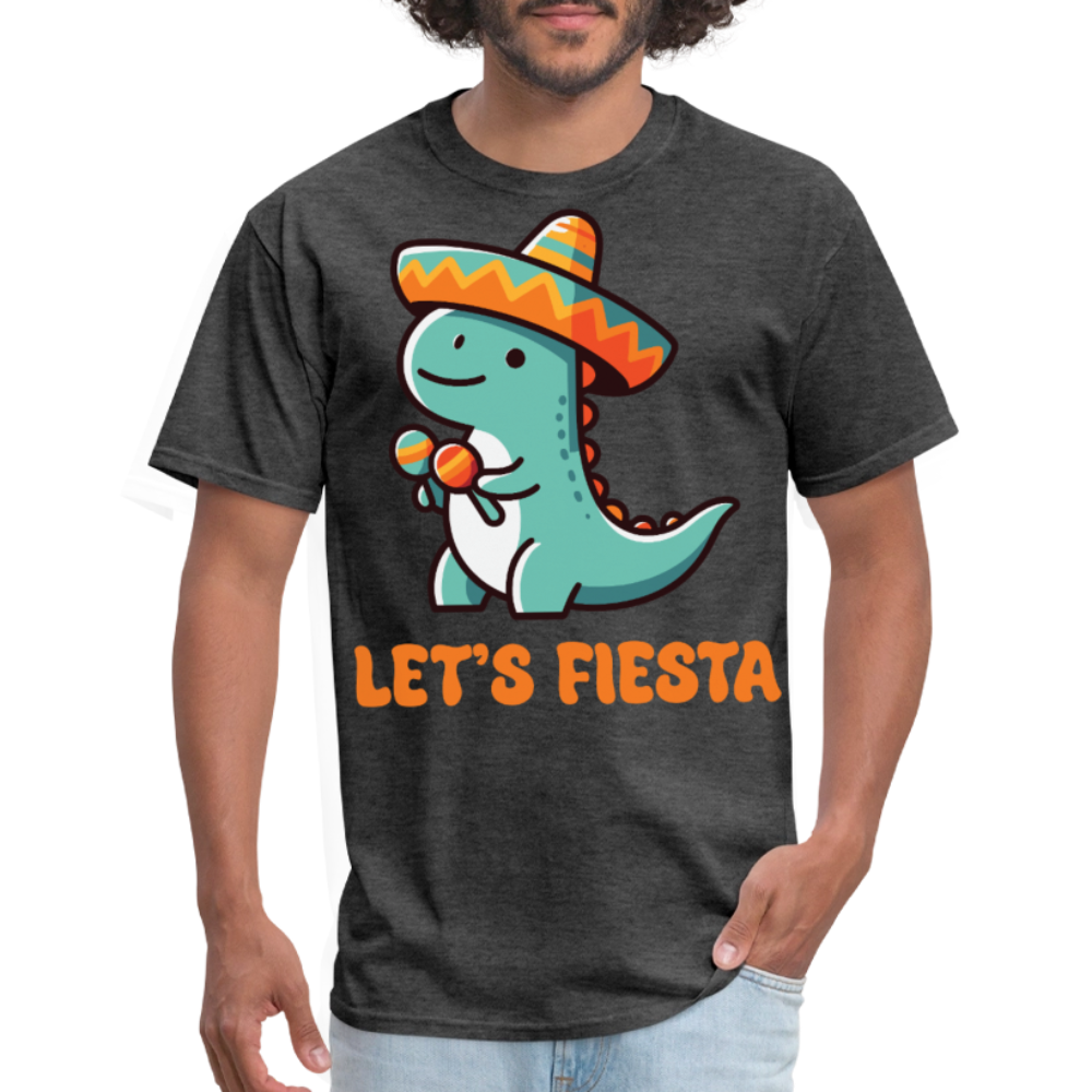 Cute Dinosaur Fiesta Tee For Party Lovers Let's Fiesta T-shirt - heather black