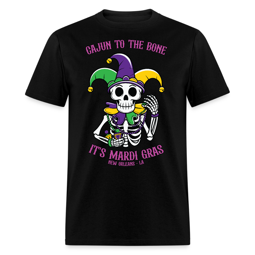 Bourbon Street Festival Tee Mardi Gras Skeleton Jester T-shirt - black