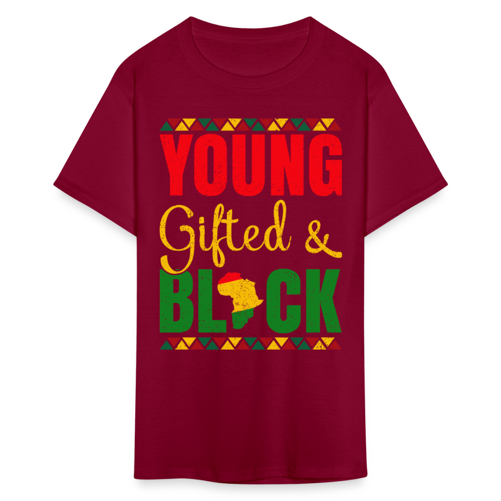 African Heritage Tee Young Gifted and Black T-Shirt - burgundy