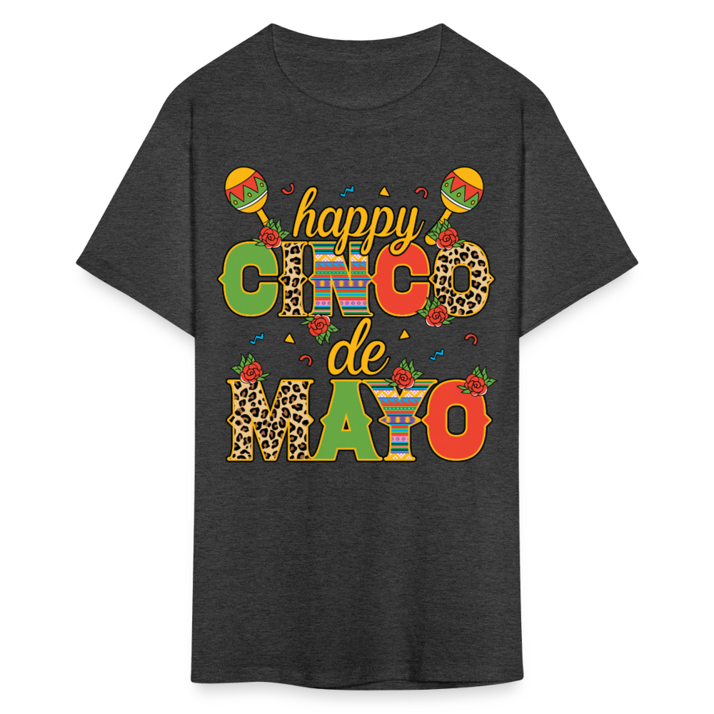 Leopard Print Cinco de Mayo Celebration T-shirt - heather black