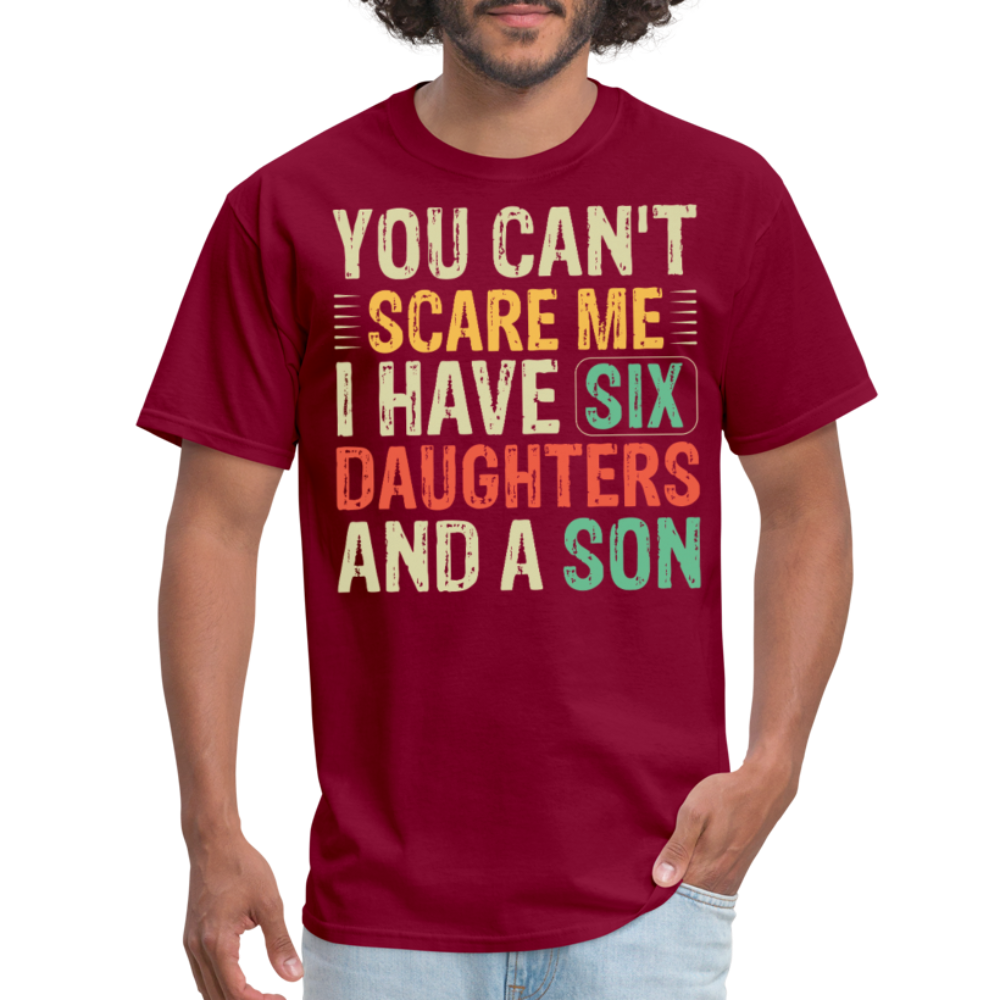 Gifts For Parents With Six Daughters And A Son Fathers Day T-shirt - burgundy