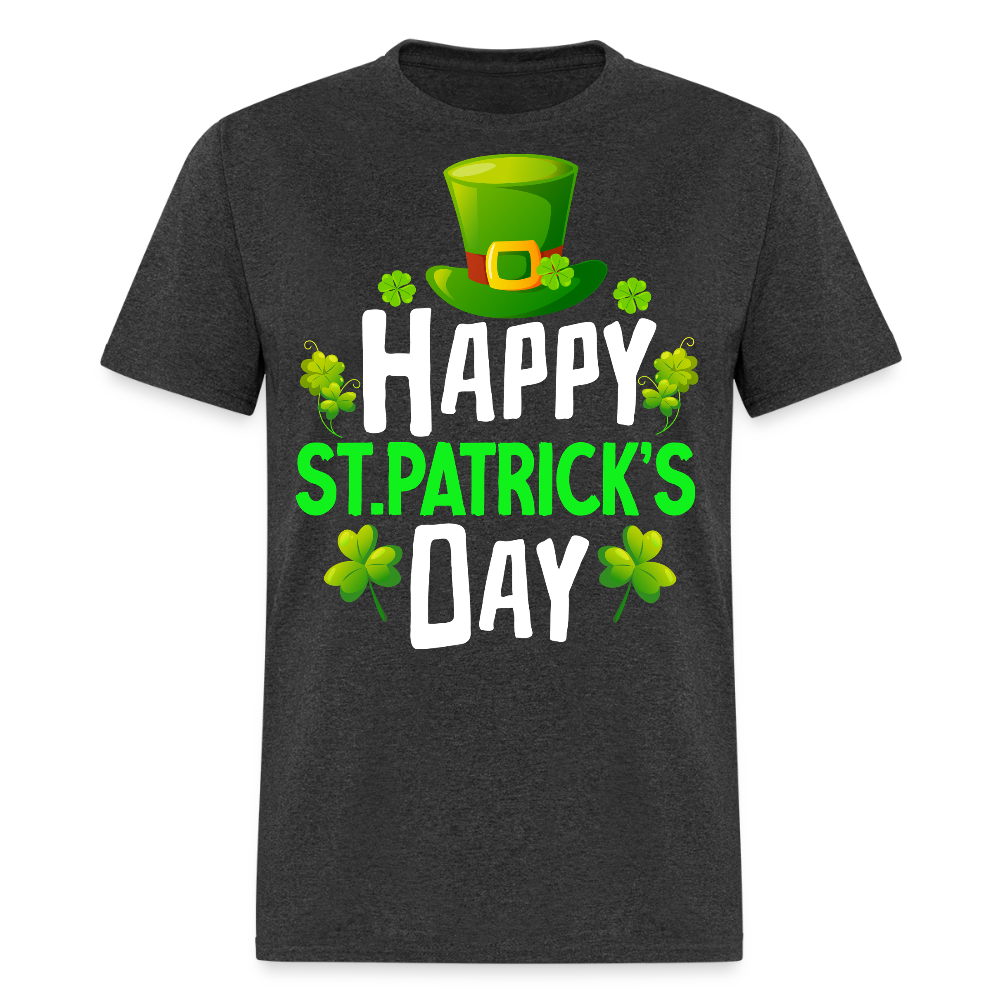 St Patrick’s Day Outfit With Leprechaun Hat T-shirt - heather black
