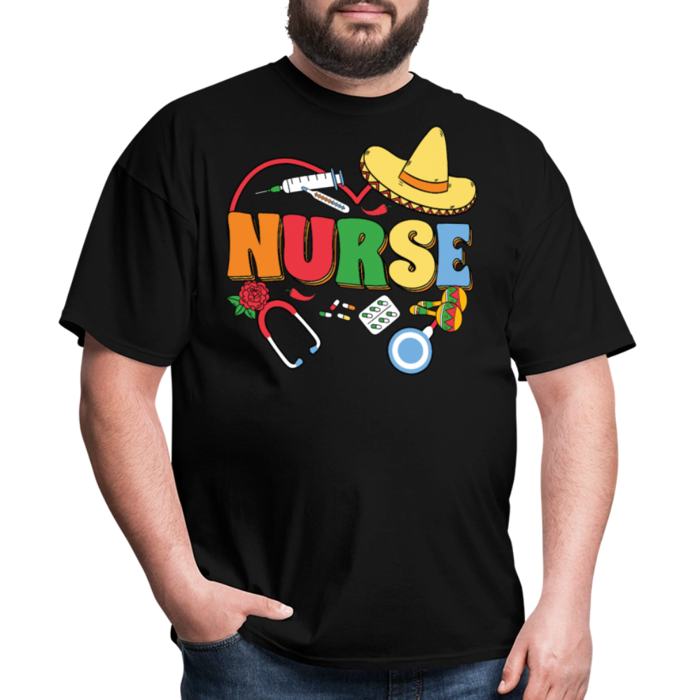 Nurse Shirt with Stethoscope and Maracas Cinco de Mayo Nurse T-shirt - black