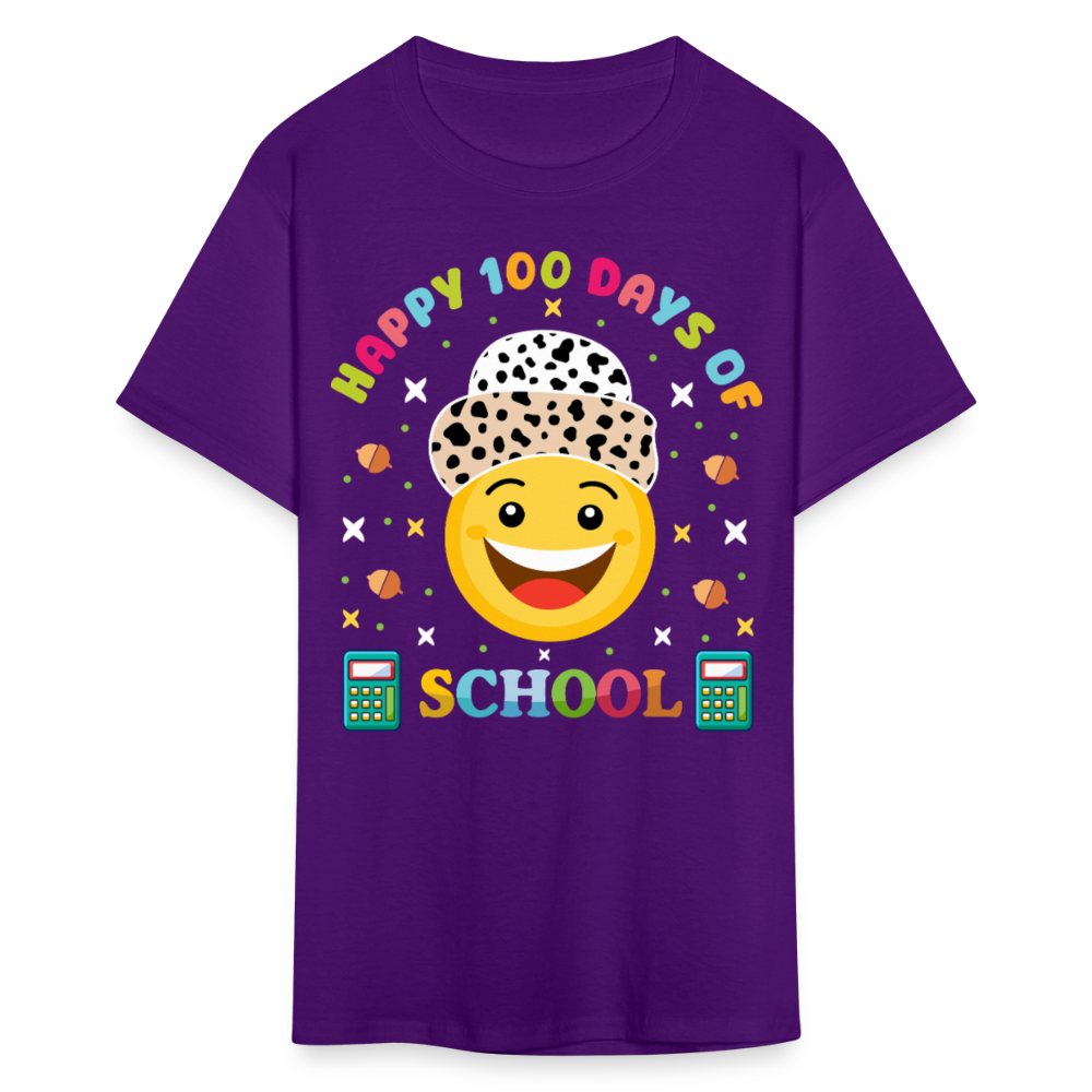 Happy 100 Days of School Teacher Tee 100 Days Smiley Face T-shirt - purple