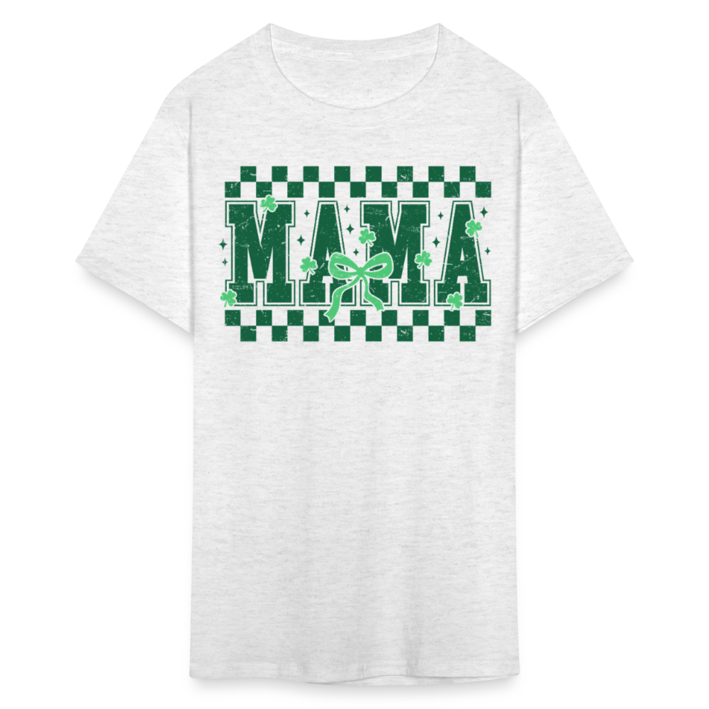 Distressed Lucky Mama Clover St. Patrick's Day Gift Tee - light heather gray