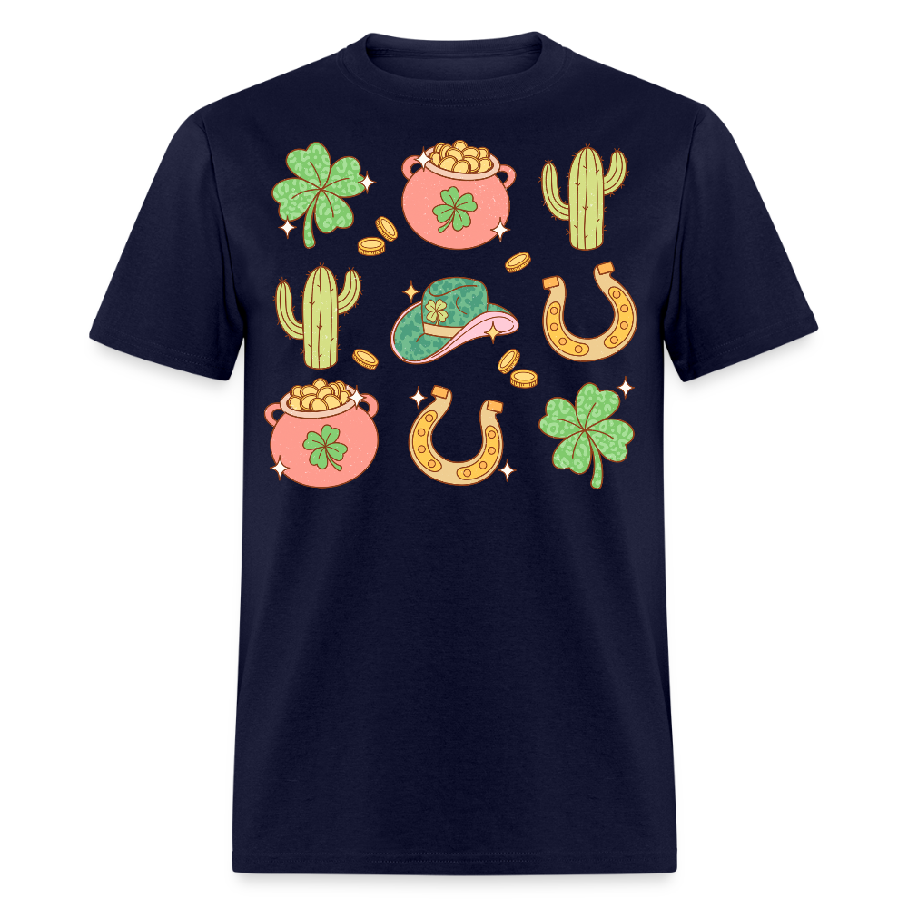 Lucky Irish Cowboy Aesthetic T-shirt - navy