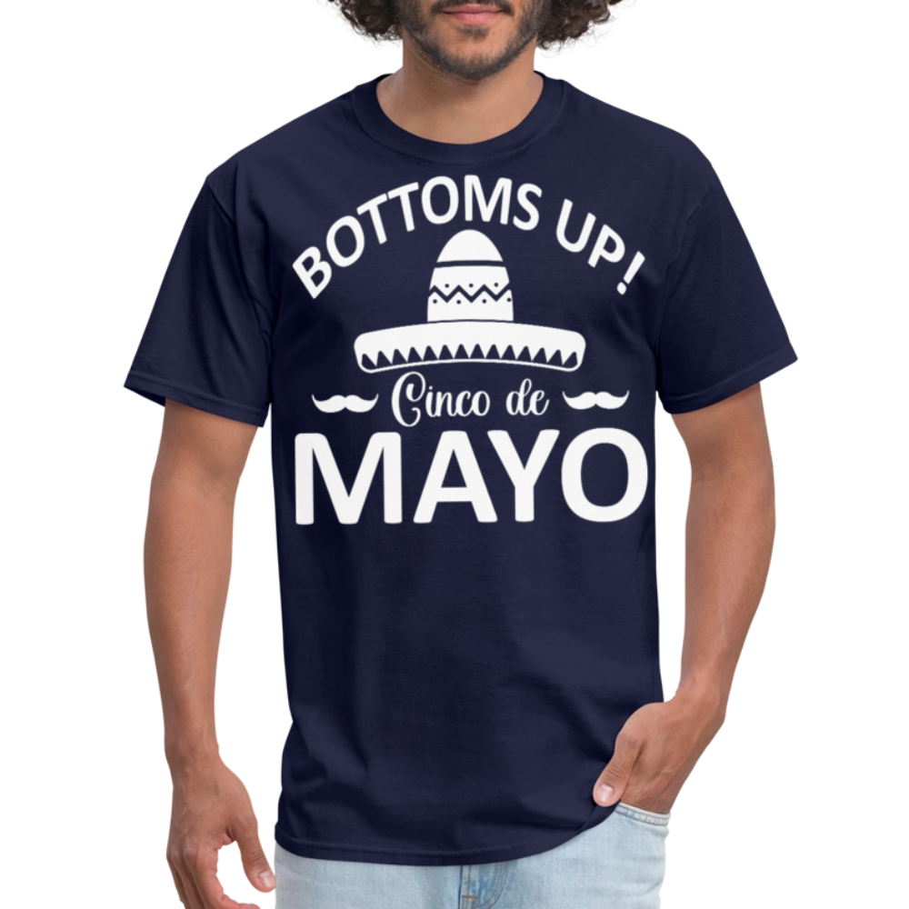 Bottoms Up Cinco de Mayo Tee Funny Mexican Drinking T-shirt - navy