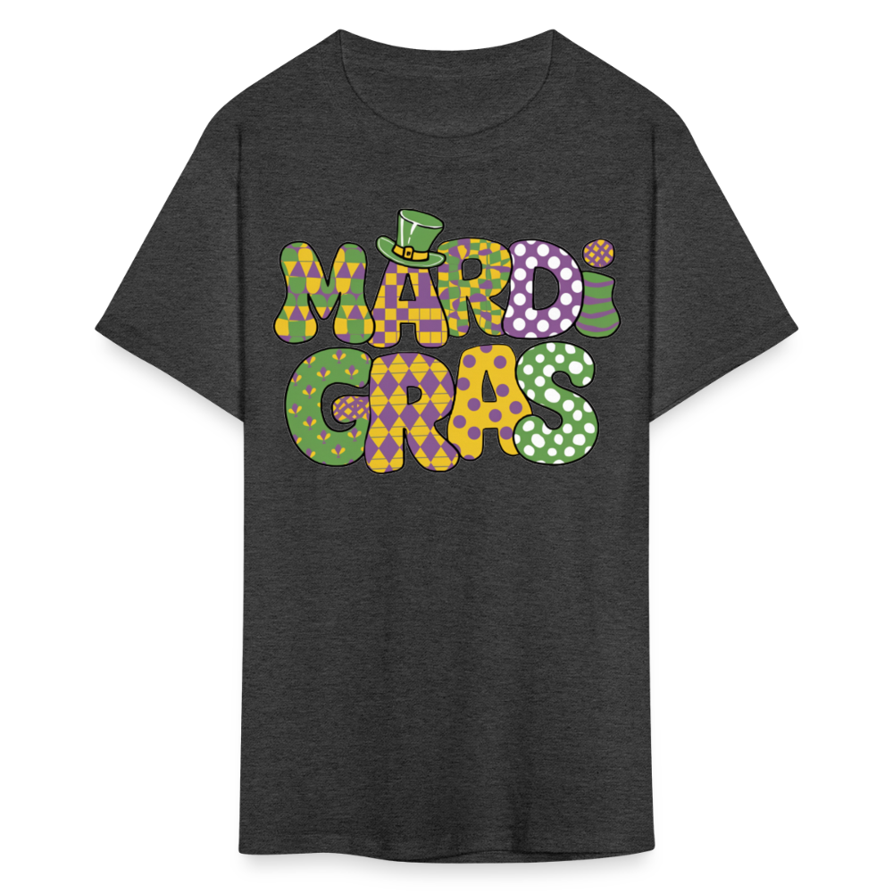 Colorful Mardi Gras Graphic Tee For Fat Tuesday Unisex T-Shirt - heather black