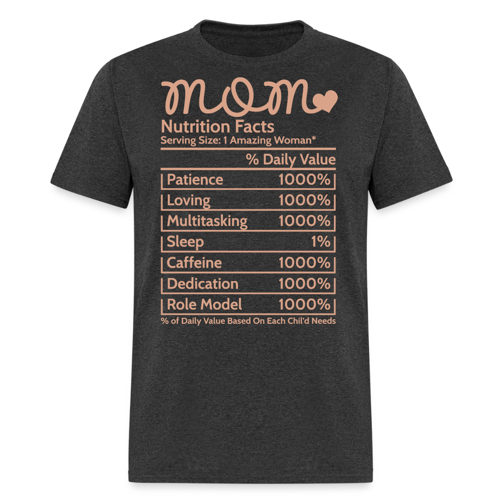 Mom Life Nutritional Facts T-shirt - heather black