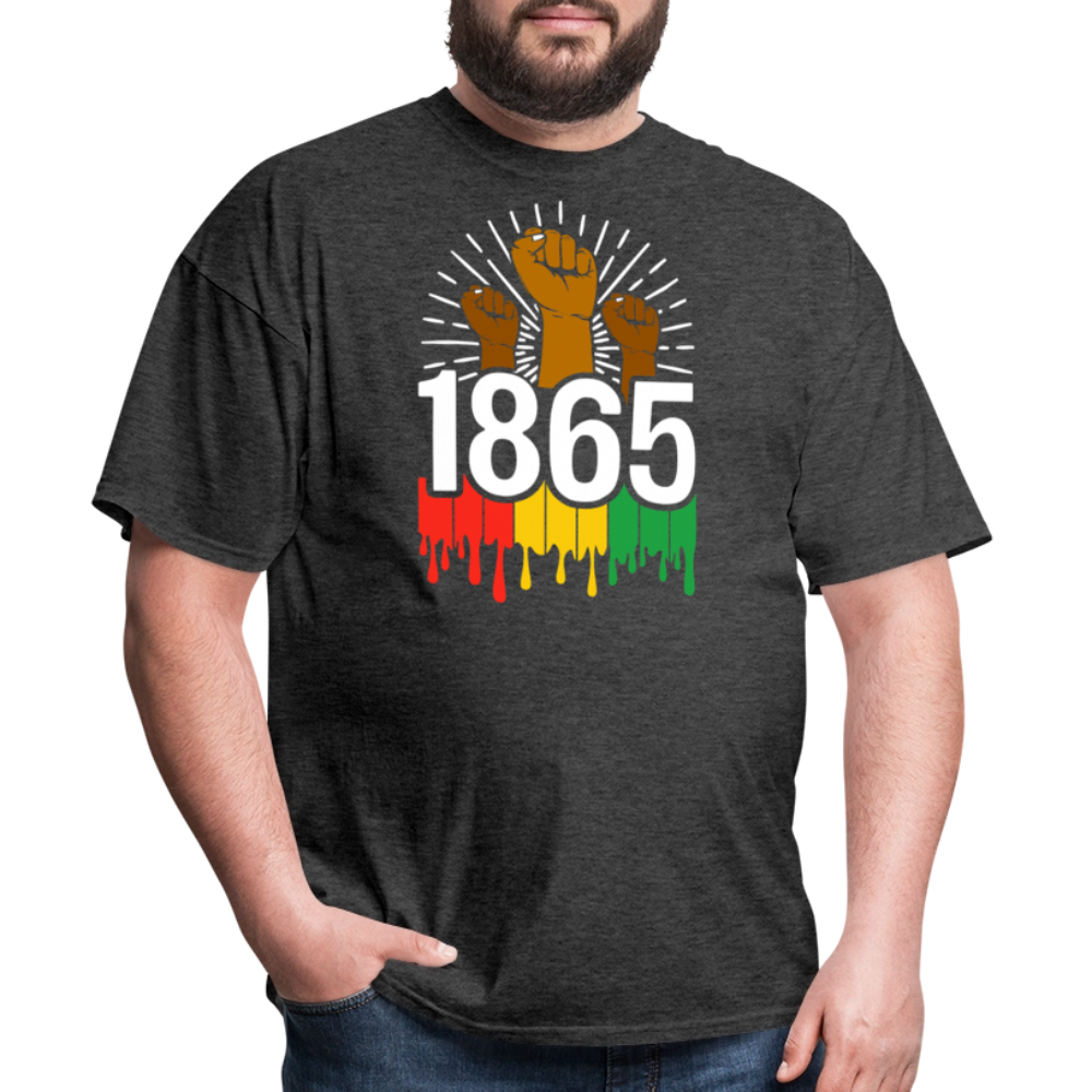 Juneteenth 1865 Tee for Black History Month Raised Fist Revolution T-shirt - heather black