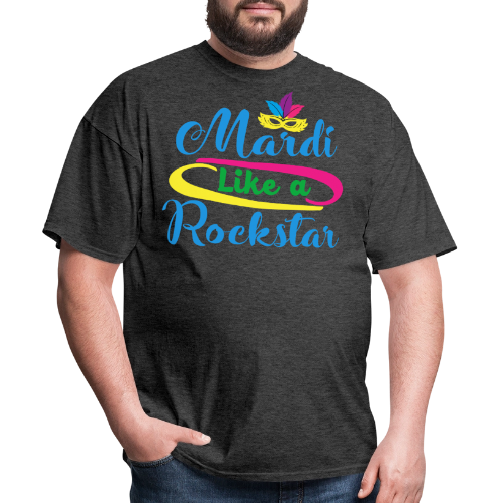 Mardi Gras Rockstar Shirt For Men And Women T-Shirt - heather black