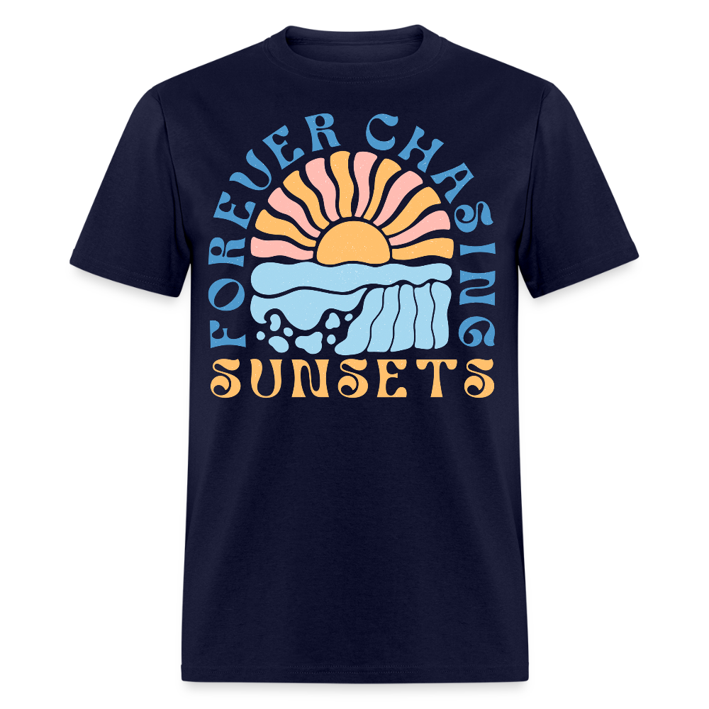 Forever Chasing Sunsets Boho Beach Vibe T-shirt - navy
