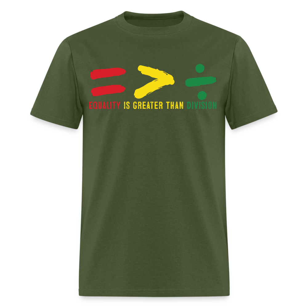 Black History Month Tee Equality Over Division T-Shirt - military green