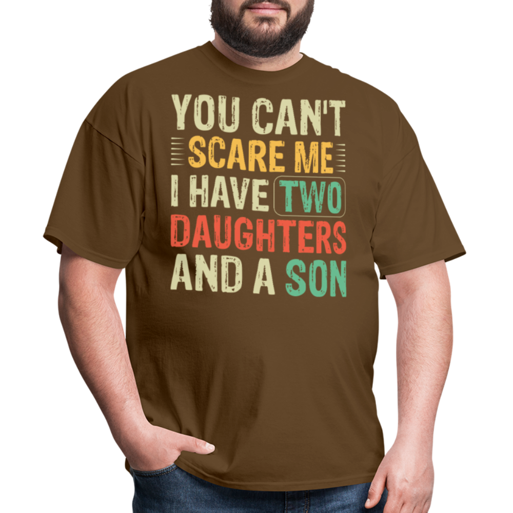 Funny T shirts for Parents with Kids I Have 2 Daughters & A Son T-Shirt - brown