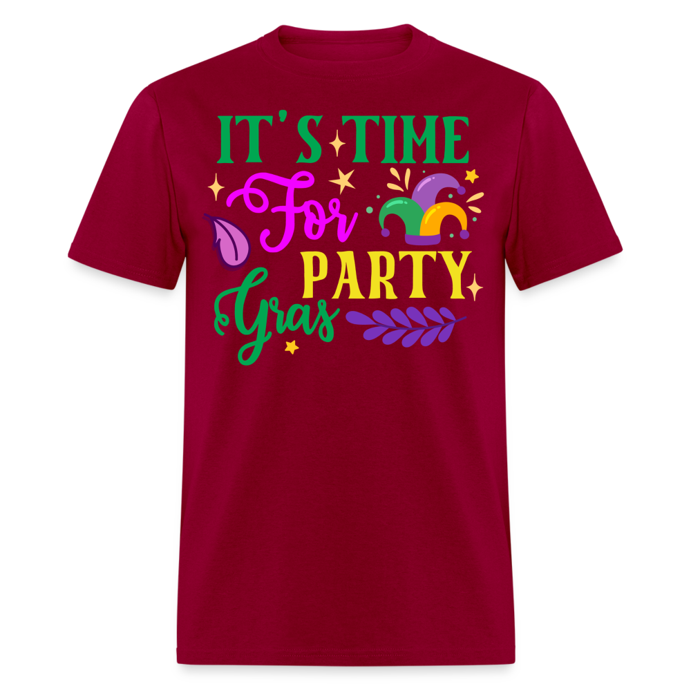 Funny Mardi Gras Festival Tee It's Time for Party Gras T-shirt - dark red