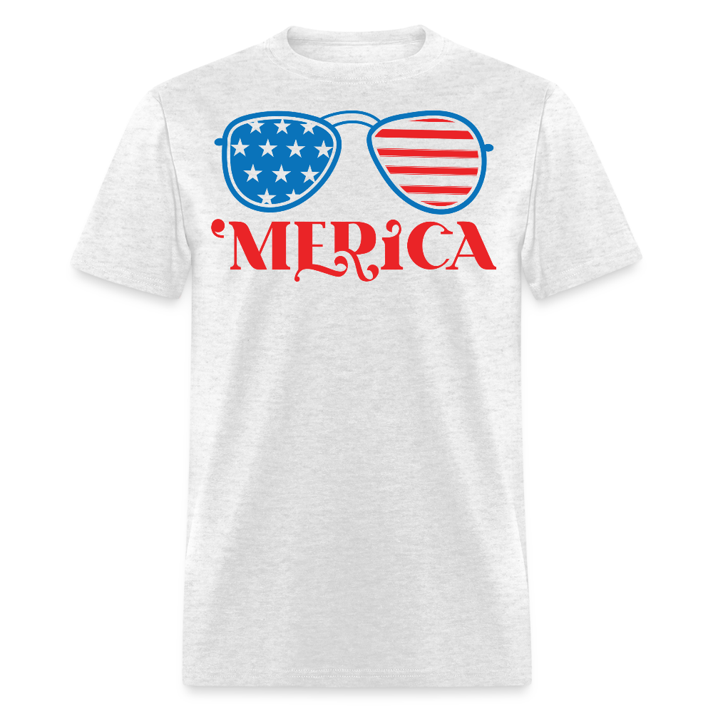 Merica Sunglasses Funny 4th Of July T-Shirt - light heather gray