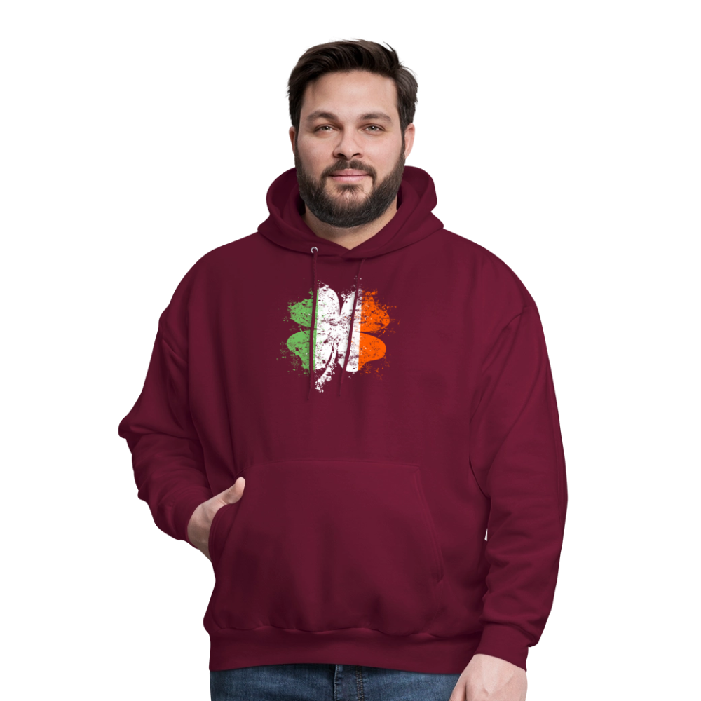 Irish Distressed Shamrock ST Patrick's Day Men's Hoodie - burgundy