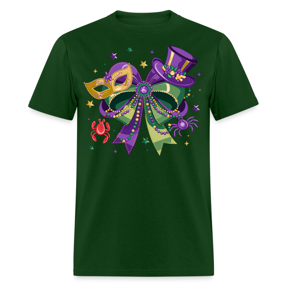 Colorful Masquerade Mask Tee for Fat Tuesday Funny Mardi Gras T-shirt - forest green