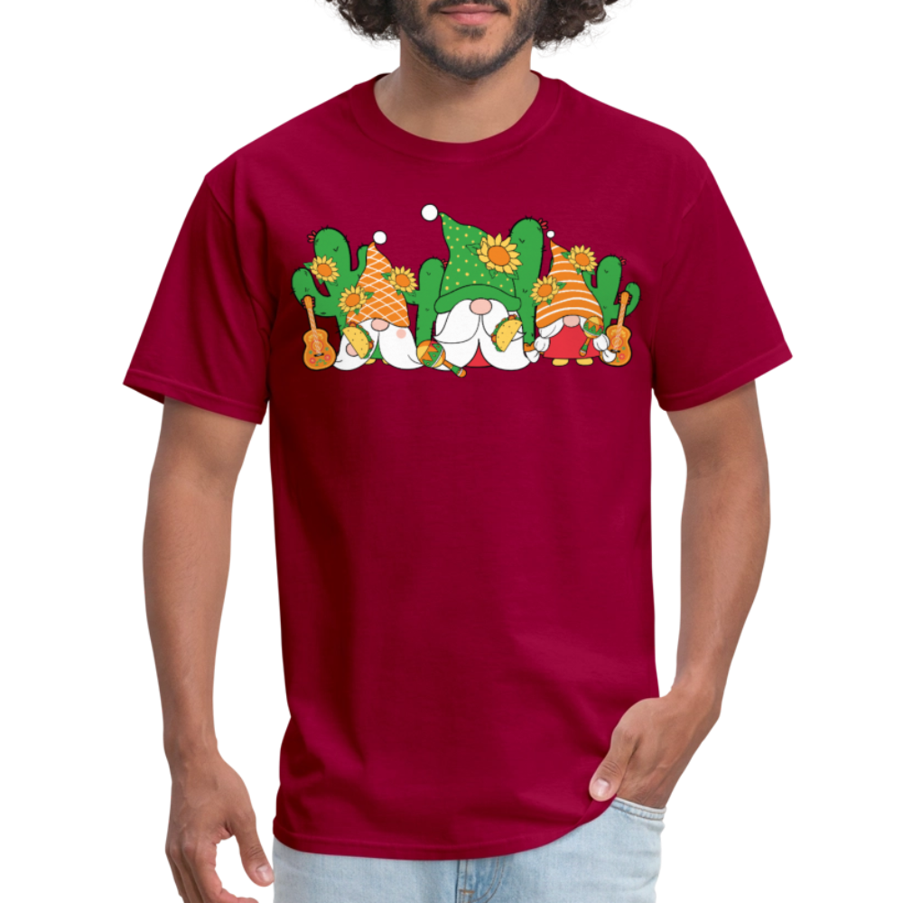 Gnome Lover Gift Ideas Mexican Fiesta Gnome T-shirt - dark red