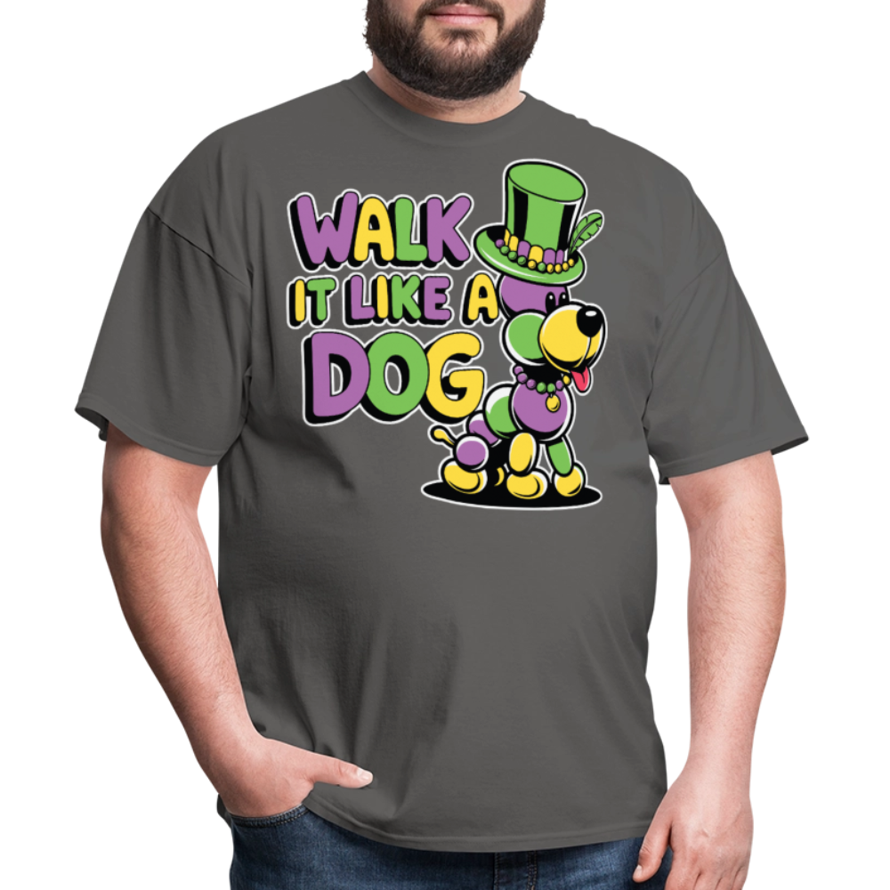 Walk It like A Gog Mardi Gras Shirt Beads and Dogs T-shirt - charcoal