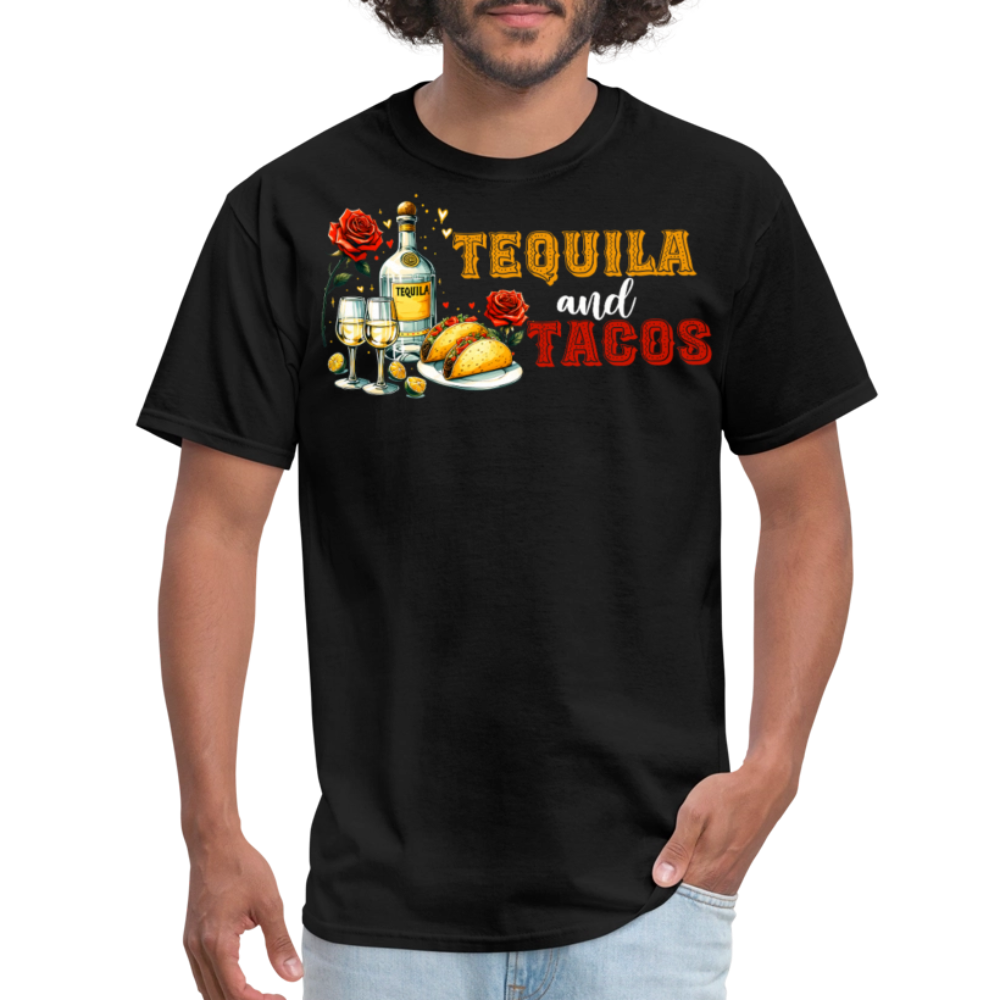 Funny Mexican Drinking Party Tee Tequila and Tacos T-shirt - black