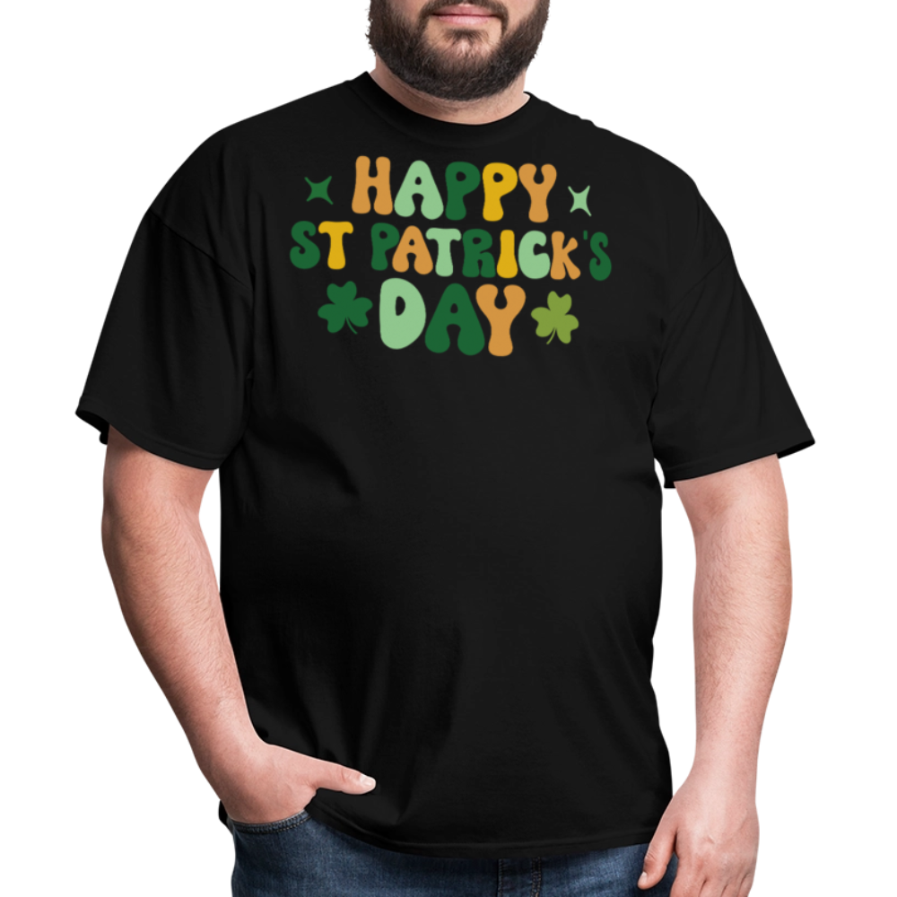 Retro Happy St Patrick’s Day Shamrock T-shirt - black