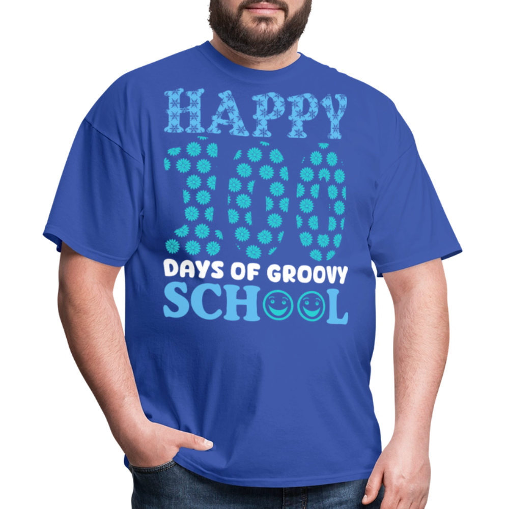 Groovy 100th-day School Celebration Tee Teacher Appreciation Gift T-shirt - royal blue