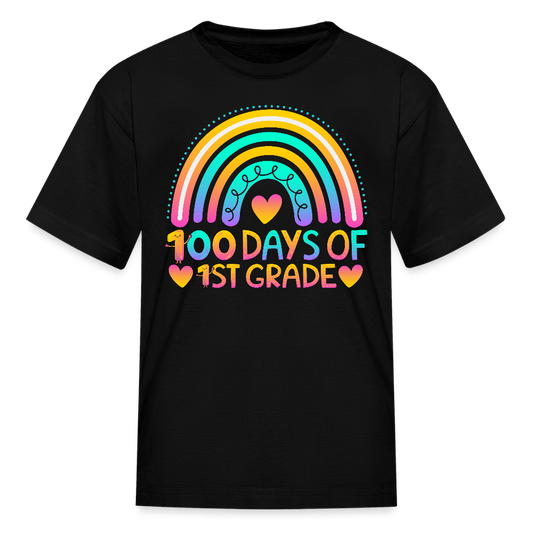 Colorful Rainbow Design for Kids 100 Days of 1st Grade T-Shirt - black
