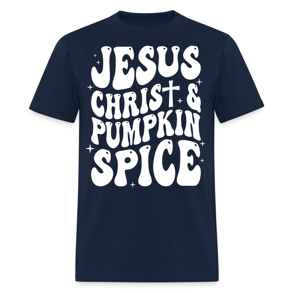 Jesus Christ Pumpkin Spice Christian T-Shirt - navy