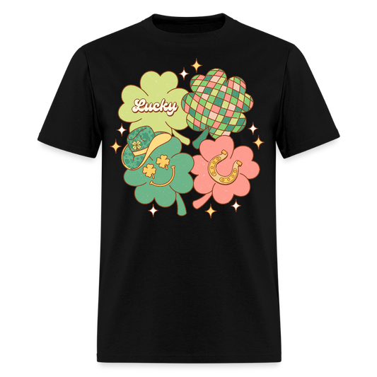 Cute Irish Shamrock Graphic Tee St Patrick’s Day Lucky Clover T-shirt - black