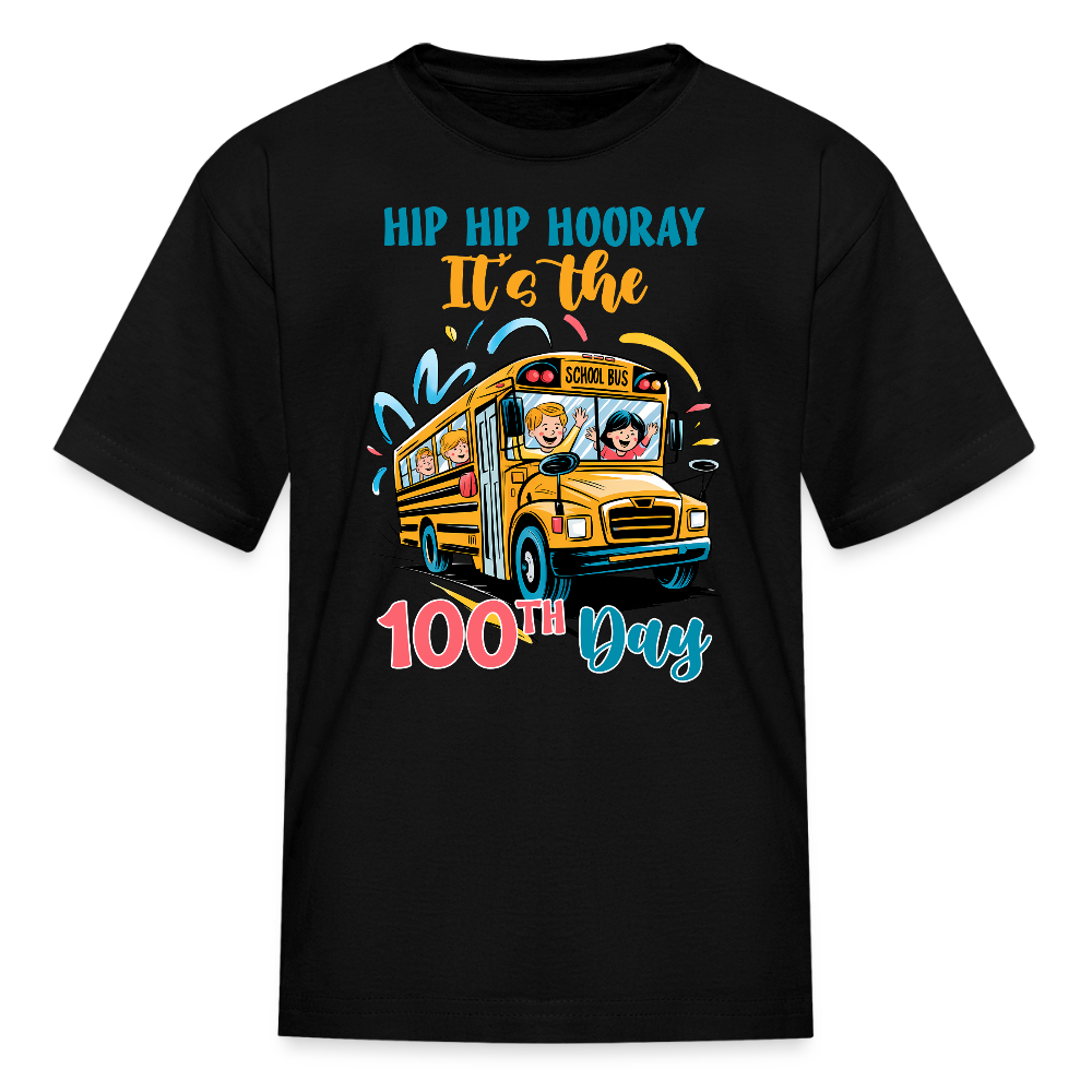 Hip Hip Hooray 100 Days of School Kids T-shirt - black