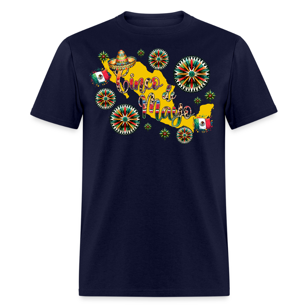 Mexican Pride Tee For Cinco De Mayo Mexico Map Graphic T-shirt - navy