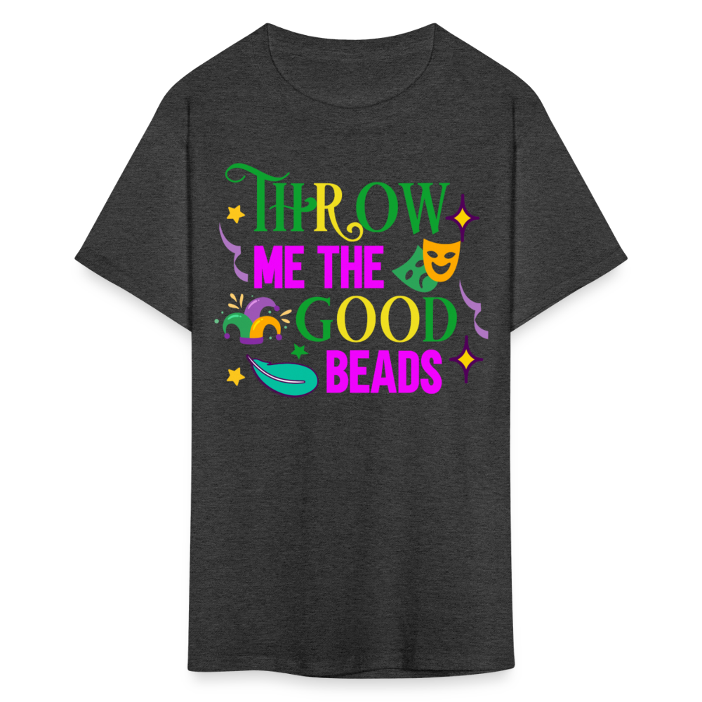 Throw Me The Beads Mardi Gras Unisex T-Shirt - heather black