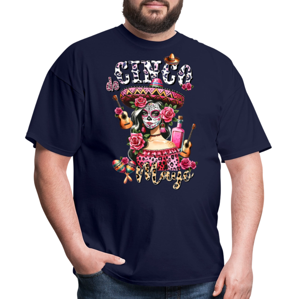 Mexican Fiesta Party Outfit Cinco De Mayo Sugar Skull T-Shirt - navy