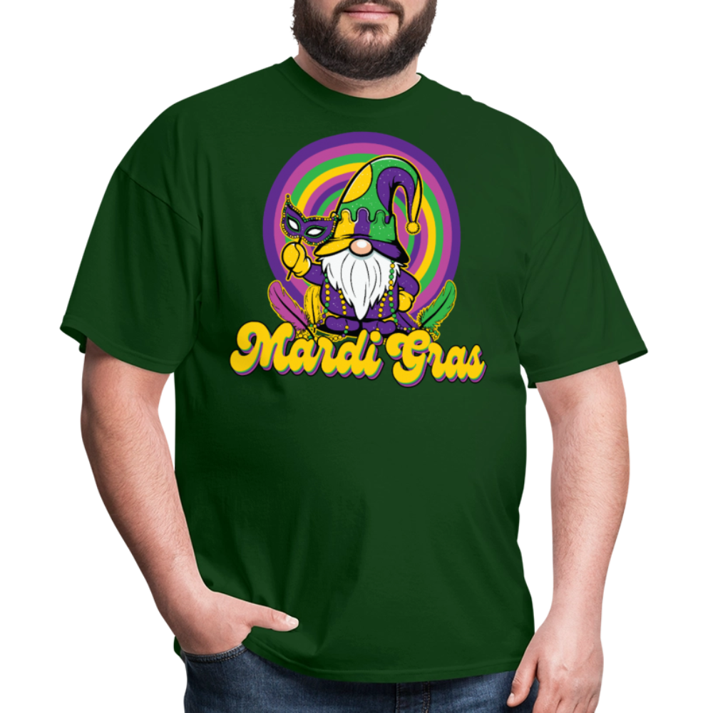 Fat Tuesday Parade Tee Mardi Gras Gnome T-shirt - forest green