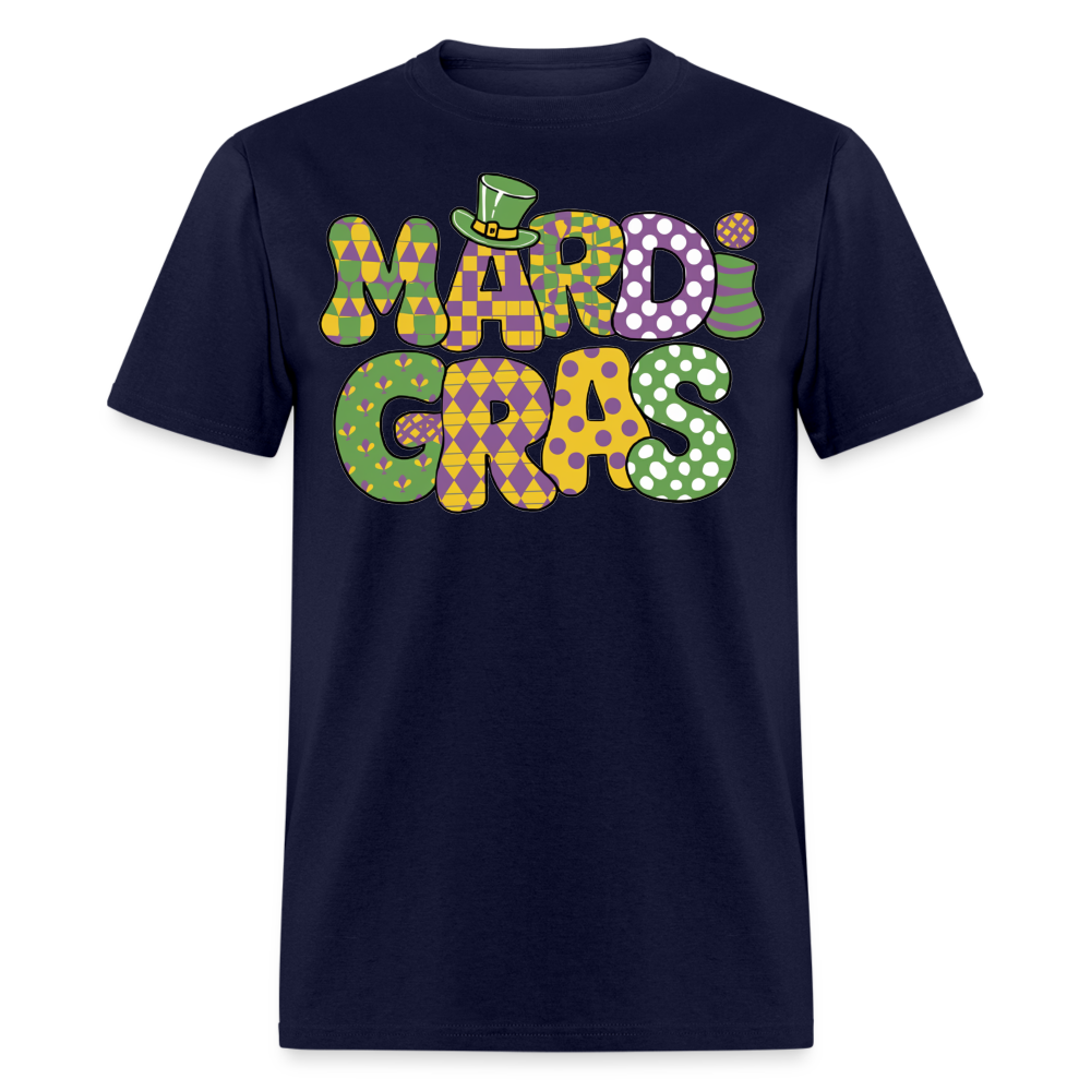 Colorful Mardi Gras Graphic Tee For Fat Tuesday Unisex T-Shirt - navy