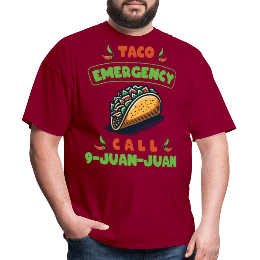 Taco emergency Call 9-juan-juan Tee Mexican Food Lover T-shirt - dark red