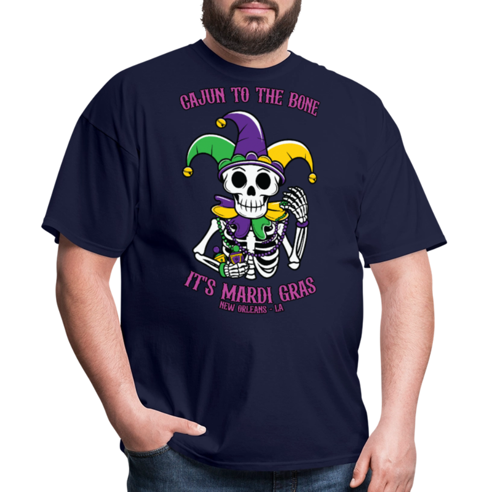 Bourbon Street Festival Tee Mardi Gras Skeleton Jester T-shirt - navy