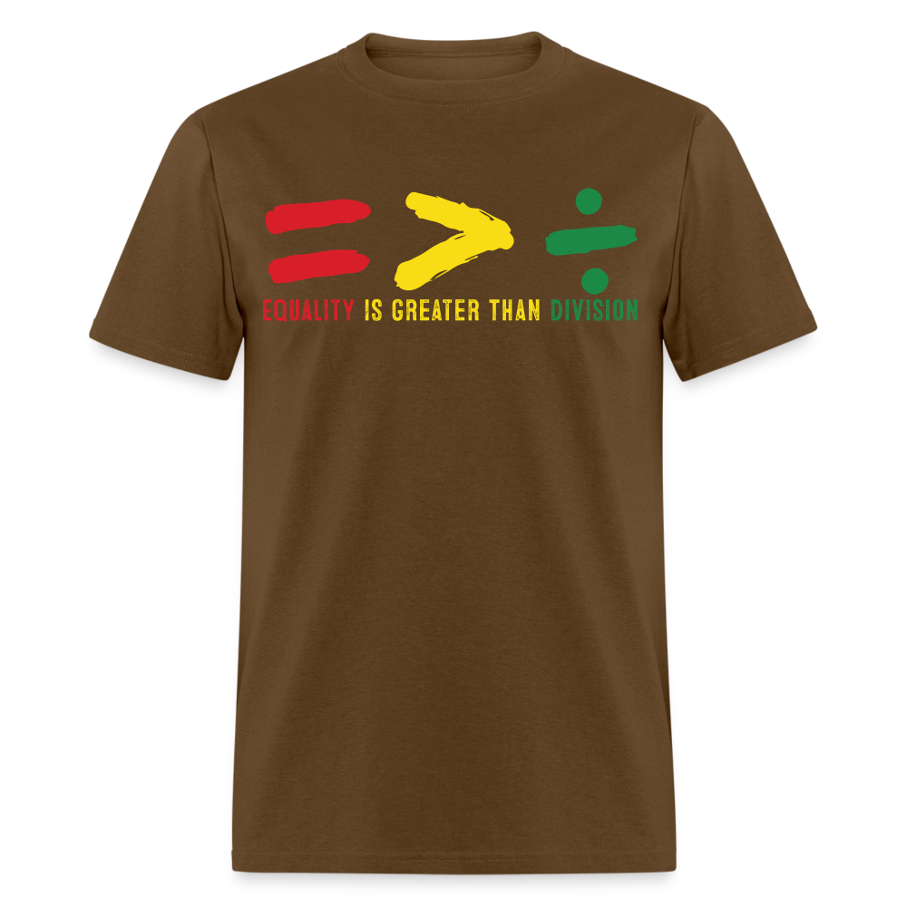 Black History Month Tee Equality Over Division T-Shirt - brown