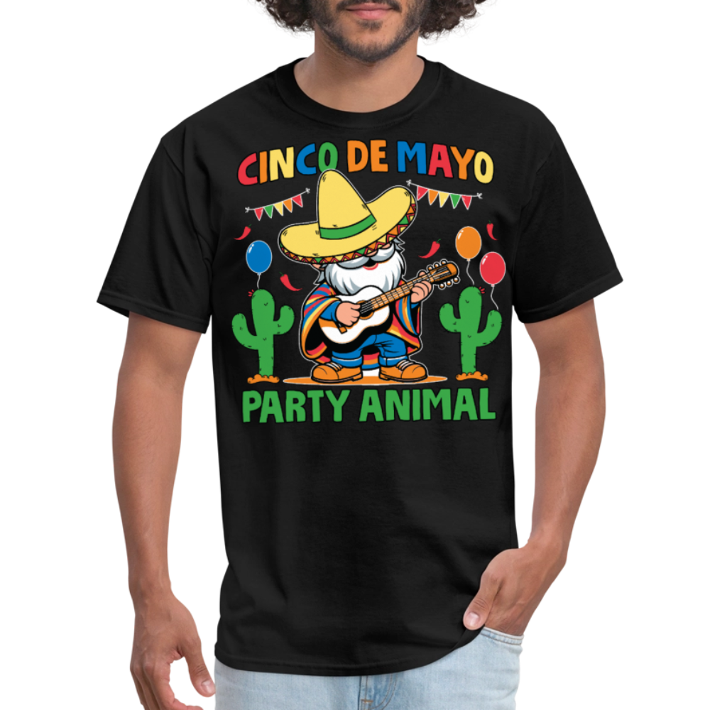 Cinco De Mayo Party Animal Funny Mexican Fiesta Gnome T-shirt - black