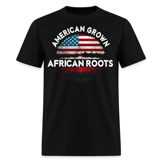 American Grown African Roots Cultural Pride T-Shirt - black