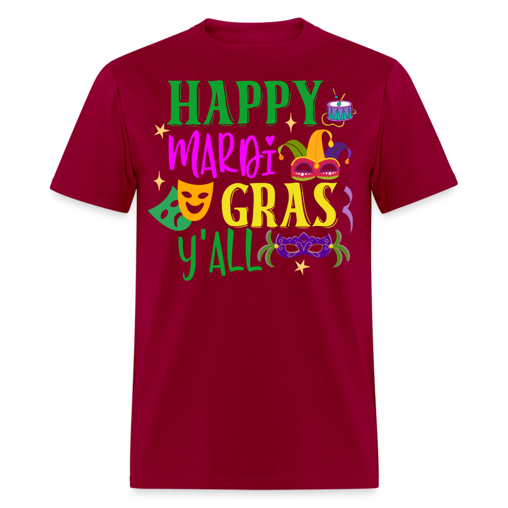 Funny Mardi Gras Y'all Graphic Unisex Classic T-shirt - dark red